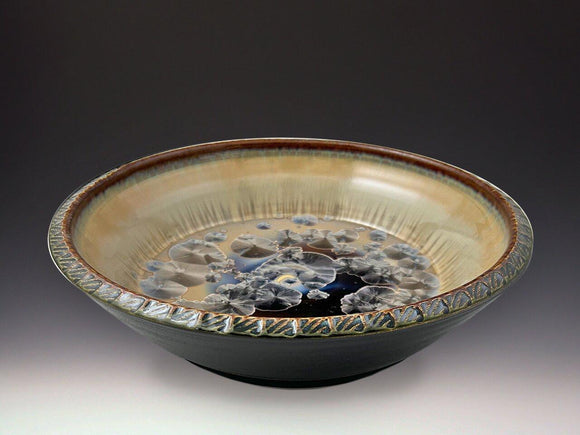 Medium Textured Platter in Mocha Crystal Dark Olive by Indikoi