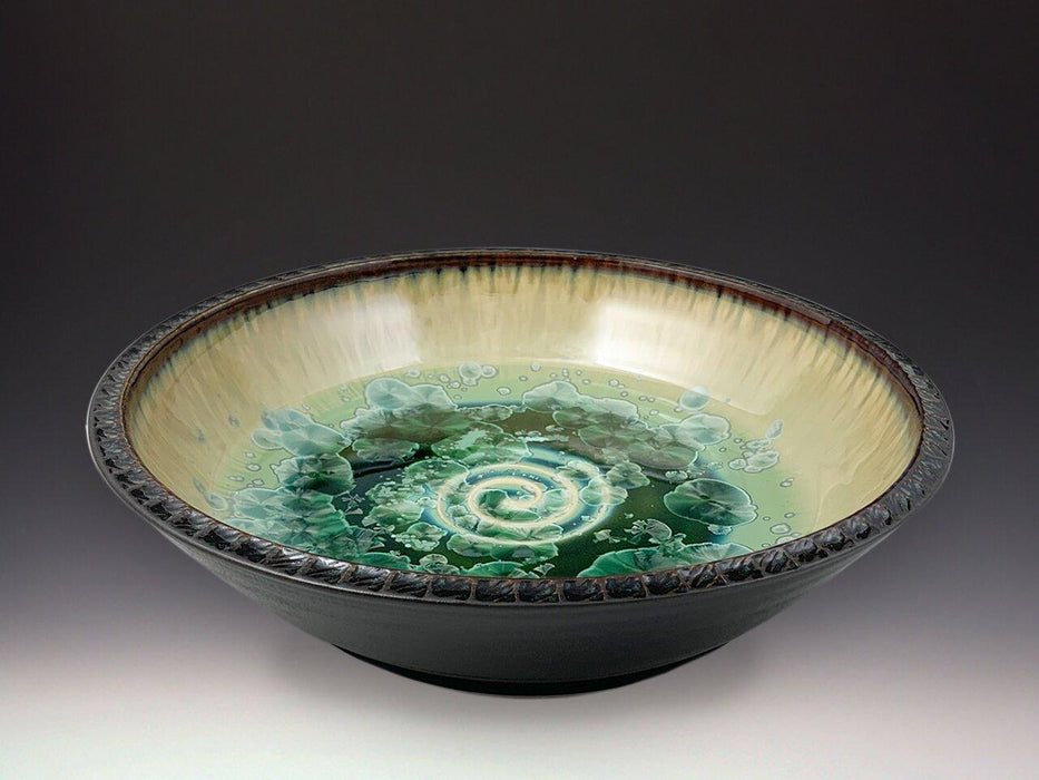 Medium Textured Platter in Patina Crystal Dark Olive by Indikoi