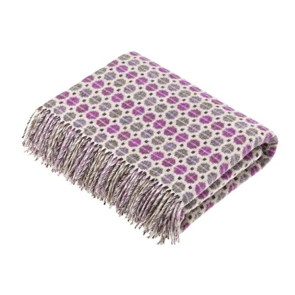 Merino Lambswool Throw Blanket - Milan - Clover - Purple, Made in England