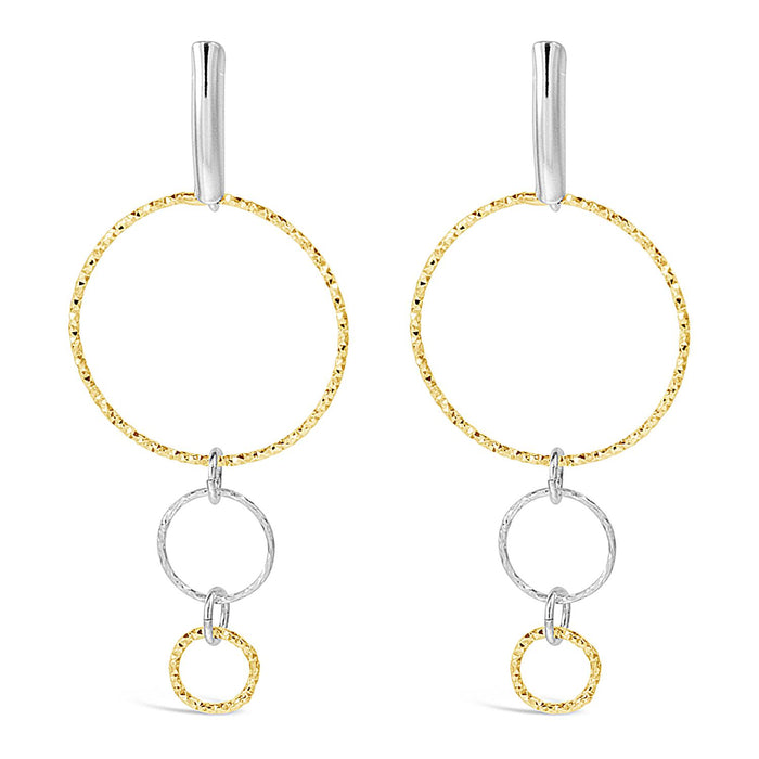 Mixed Metal Circle Drop Earings