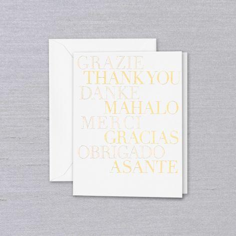Crane Paper Multilingual Pearl White Thank You Greeting Card