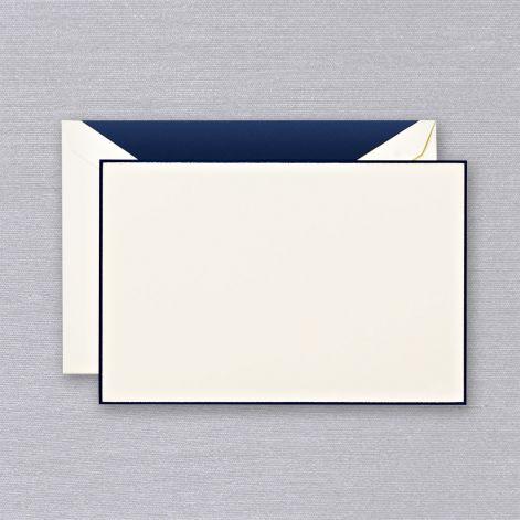 Crane Paper Navy Blue Bordered Ecru Boxed Cards
