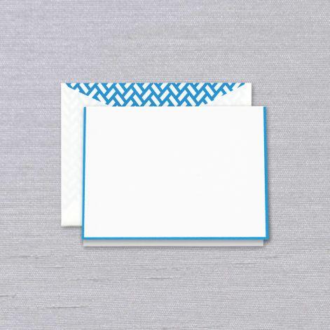 Crane Paper Neon Blue Bordered Pearl White Boxed Notes