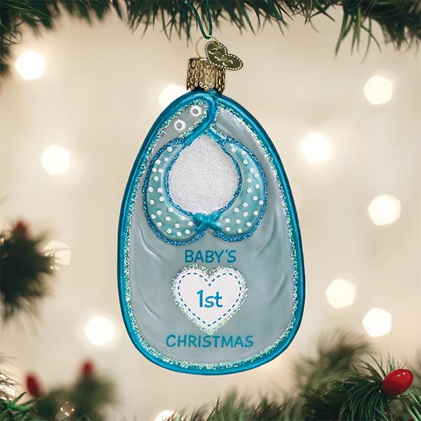 Old World Christmas Blue Baby Bib Ornament