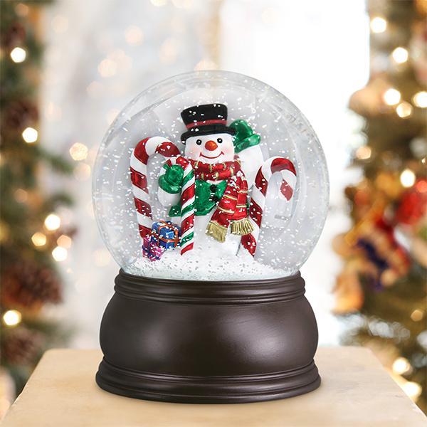 Old World Christmas Snow Globe Candy Cane Snowman — Pearl Grant Richmans