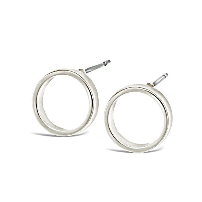 Open Circle Stud Earring in Silver