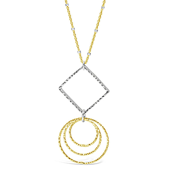 Open Circles and Diamond Necklace in Gold and Silver