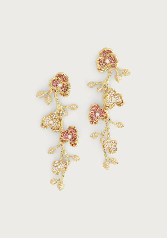 Orchid Pavé Fuchsia And Pale Pink Crystal Dangle Earrings