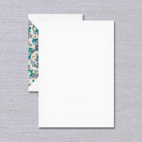 Crane Paper Pearl White Boxed Half Sheets with Blue Florentine Envelope Liner