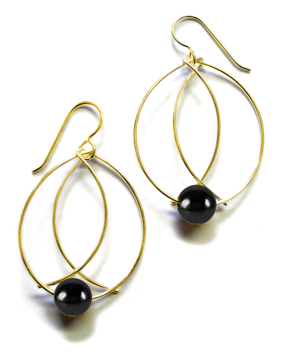 Perfect Size Gold and Hematite Earrings