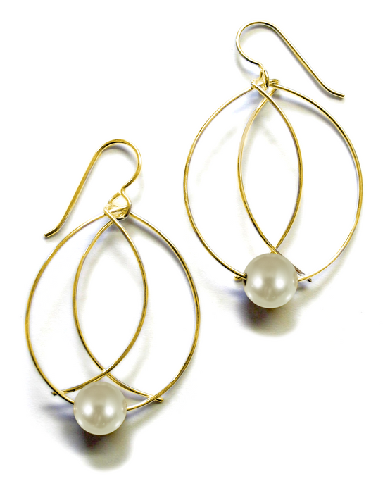 Perfect Size Gold and Pearl Earrings
