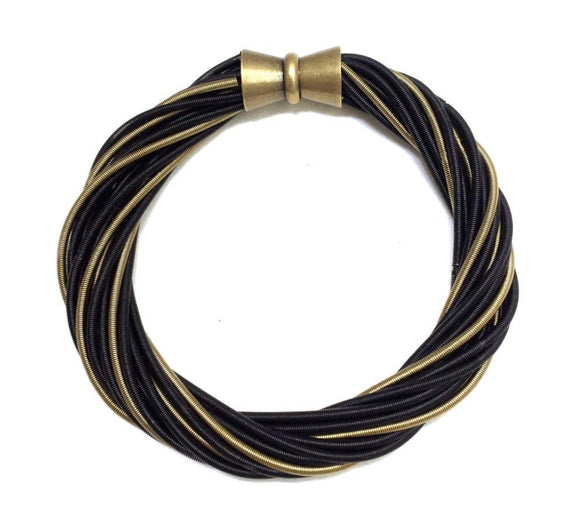 Piano Wire Bracelet Black and Bronze Twist