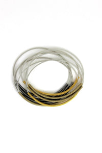 Piano Wire Bracelet Multi Sleeved Silver, Gold and Slate