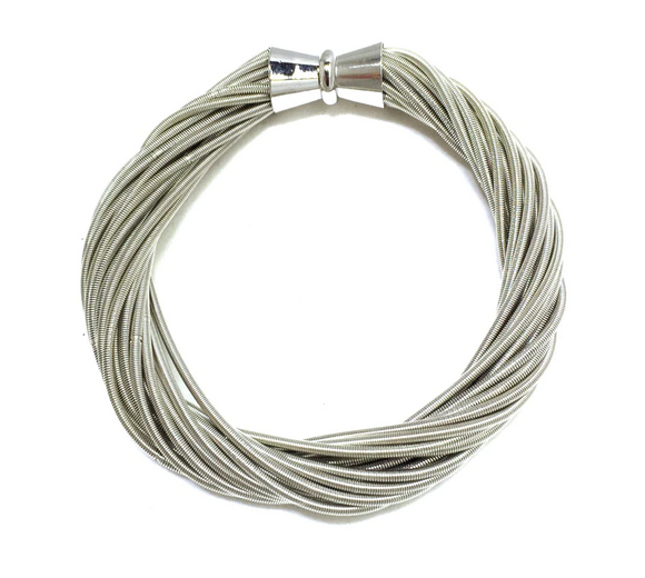 Piano Wire Bracelet Silver Twist