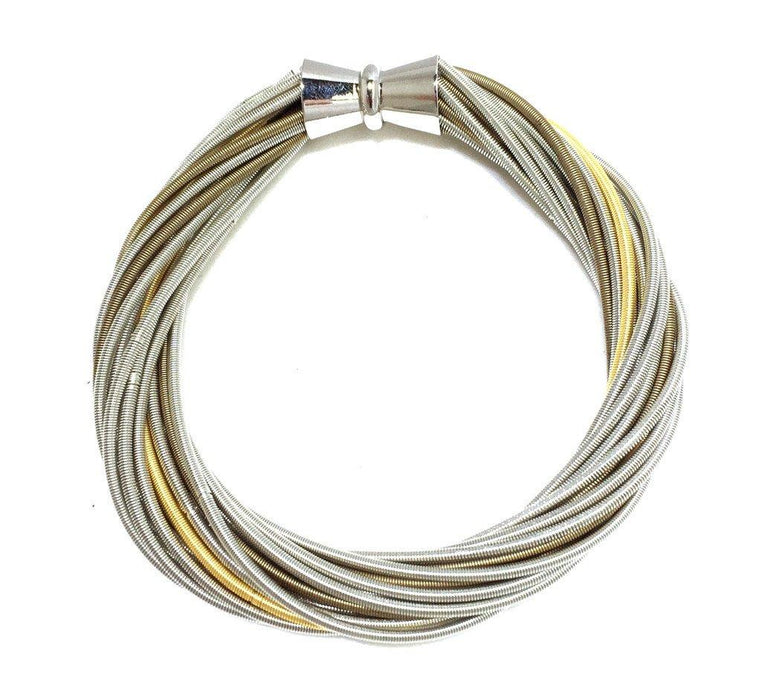 Piano Wire Bracelet Silver and Gold Twist