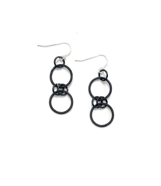 Piano Wire Earring Double Loop in Black