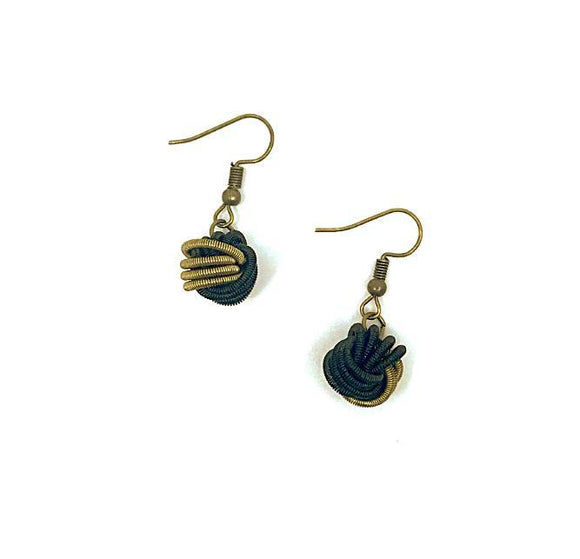 Piano Wire Earring Knot in Black and Bronze