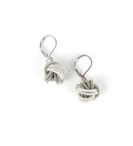 Piano Wire Earring Knot in Silver and White
