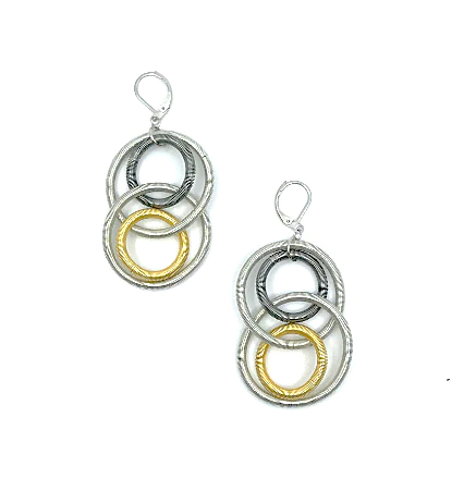 Piano Wire Earring Large Stacked Loop in Mixed Metals
