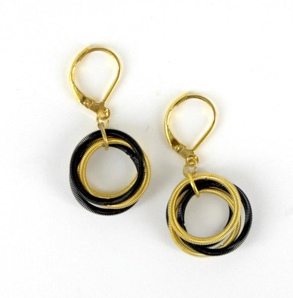 Piano Wire Earring Loop style in Black and Gold