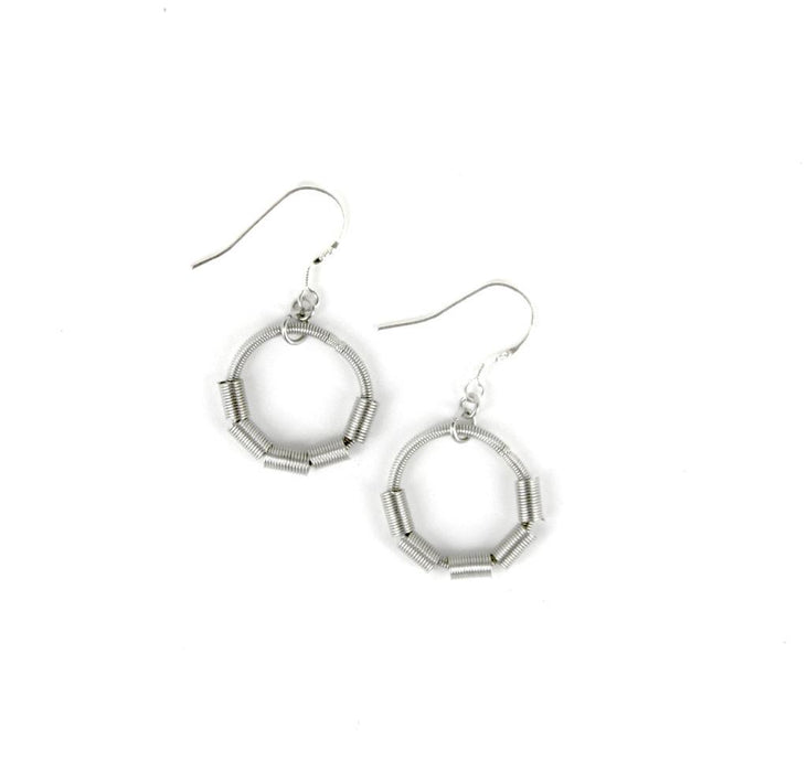 Piano Wire Earring Small Dash Loop in Silver