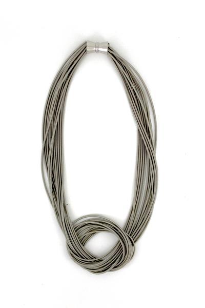 Piano Wire Necklace Large Knot in Silver