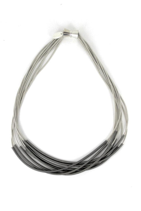 Piano Wire Necklace Multi Sleeved Silver and Slate