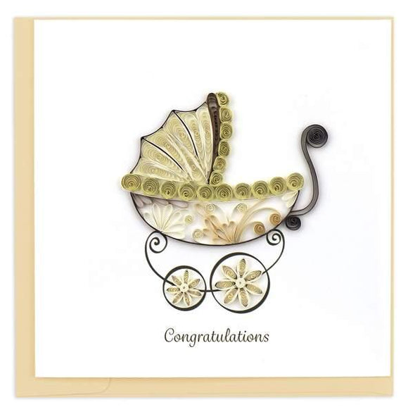 Quilled Baby Carriage Card