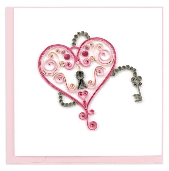 Quilled Key to My Heart Card