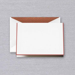 Crane Paper Red Bordered Boxed Notes with Parlor Scallop Envelope Liner