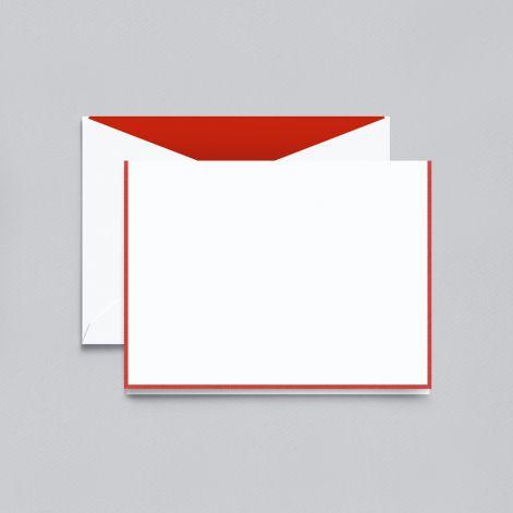 Crane Paper Red Bordered Pearl White Boxed Notes with Red Envelope Liner