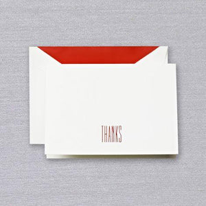 Crane Paper Red Engraved Thank You Pearl White Boxed Notes