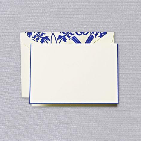 Crane Paper Regency Blue Bordered Ecru Boxed Notes with Regency Envelope Liner
