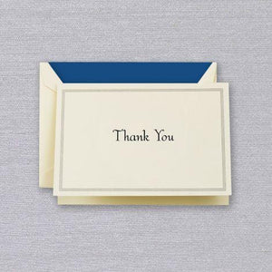 Crane Paper Regent Blue Hairline Framed Thank You Ecru Boxed Notes