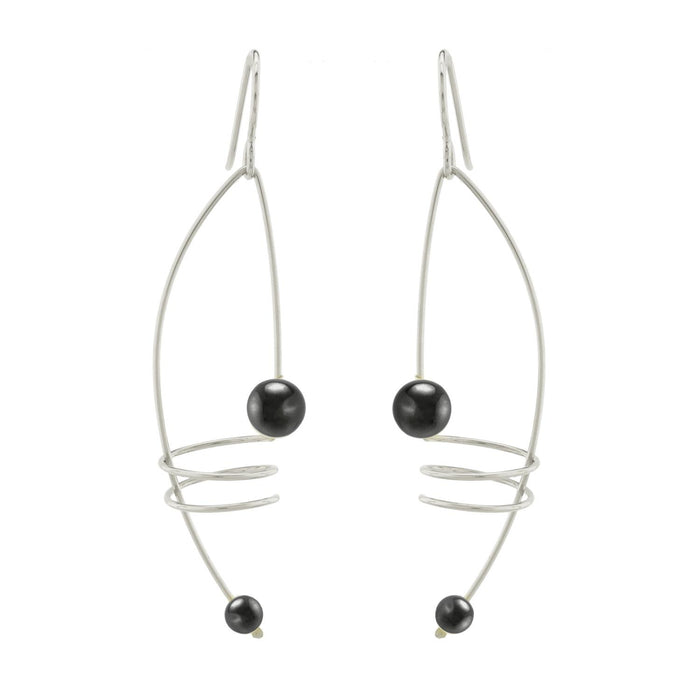 SP Earrings in Silver and Hematite
