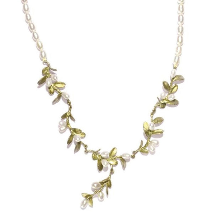 Silver Seasons Boxwood 16" Pearl Necklace by Michael Michaud