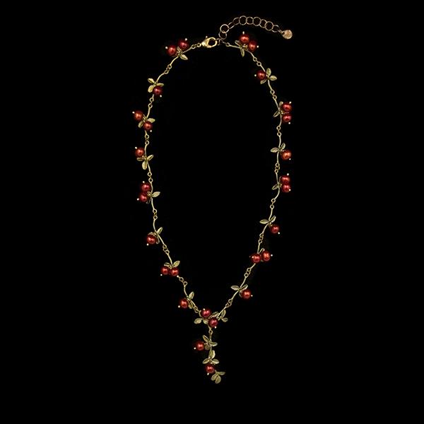 Silver Seasons Cranberry 16" Statement Necklace by Michael Michaud