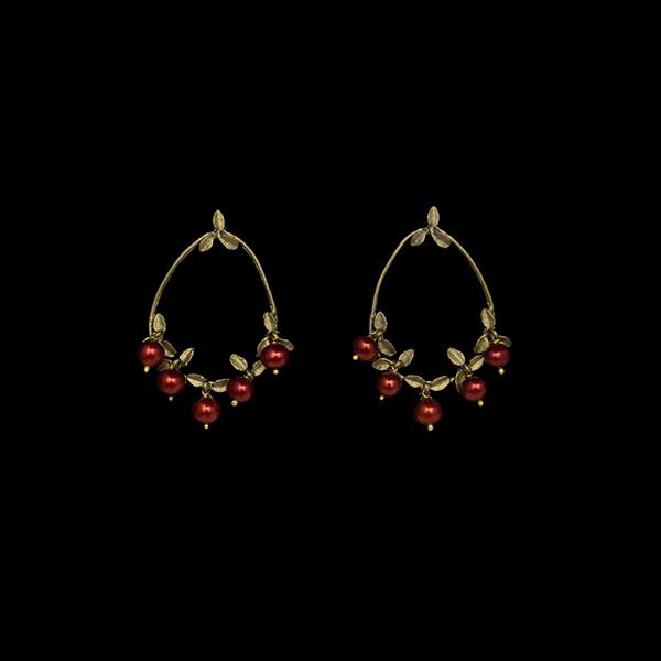 Silver Seasons Cranberry Hoop Post Earrings by Michael Michaud
