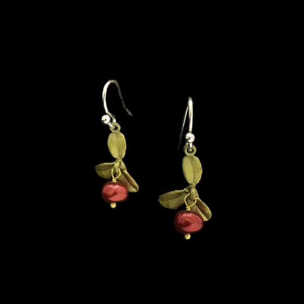 Silver Seasons Cranberry Wire Drop Earrings by Michael Michaud