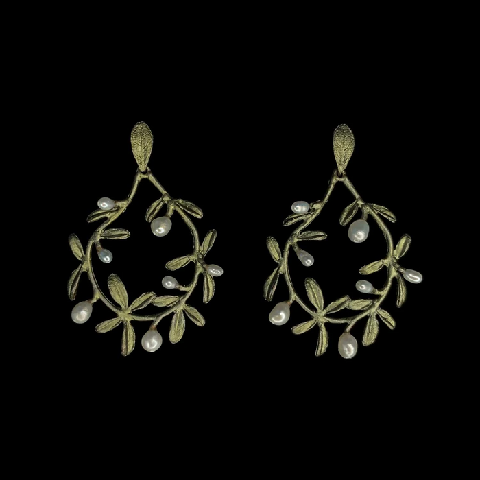 Silver Seasons Garden Vine Circle Post Earrings by Michael Michaud