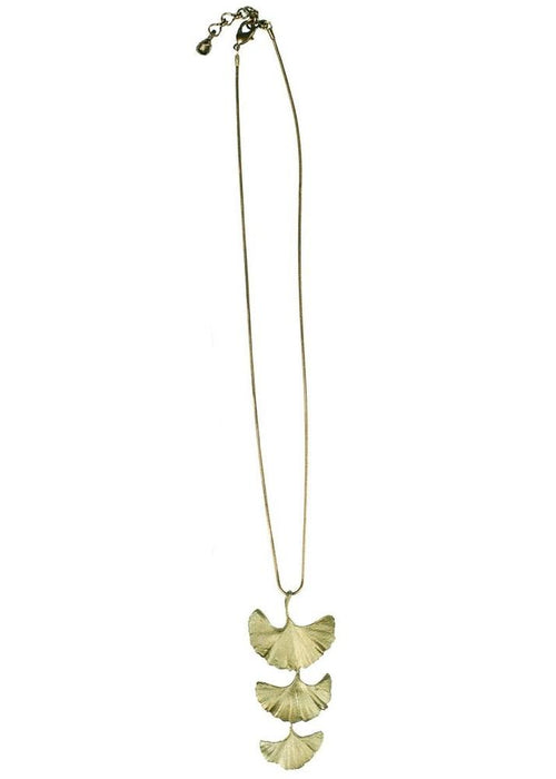 Silver Seasons Ginkgo Three Leaf Pendant Necklace by Michael Michaud