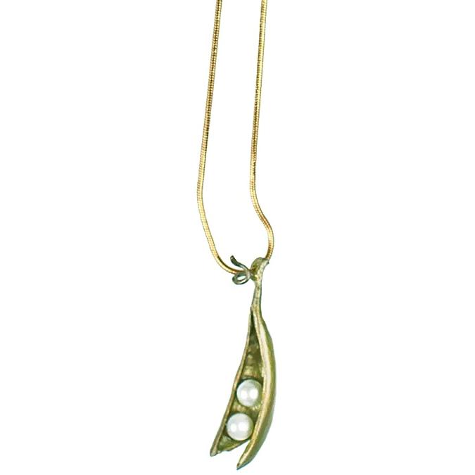 Silver Seasons Pea Pod 2 Pearl Pendant by Michael Michaud