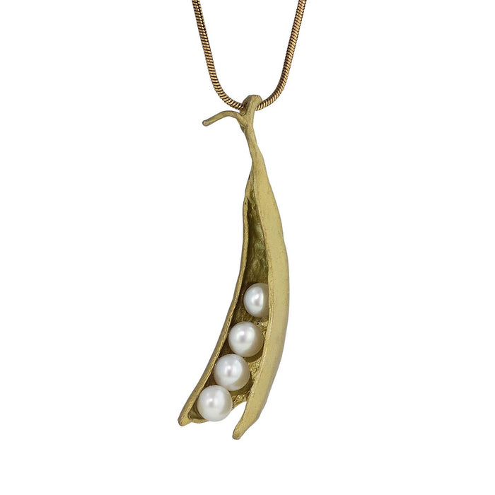Silver Seasons Pea Pod 4 Pearl Pendant by Michael Michaud