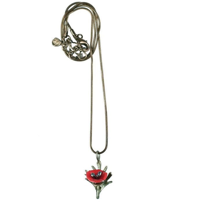 Silver Seasons Red Poppy Petite Pendant by Michael Michaud