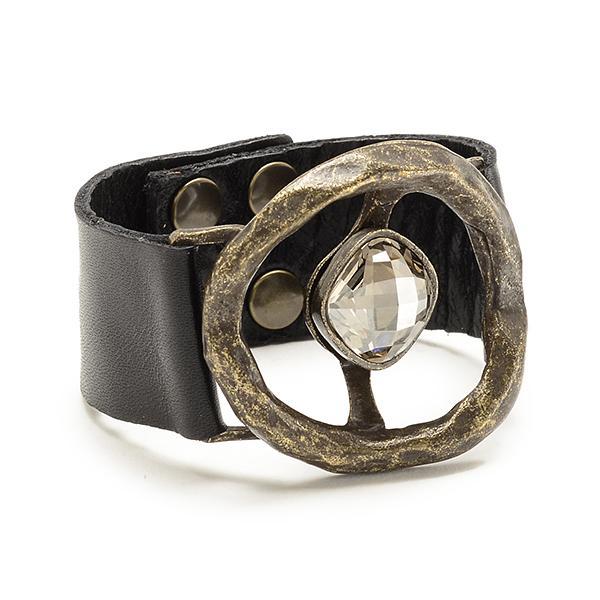 Single Swarovski Crystal Leather Bracelet