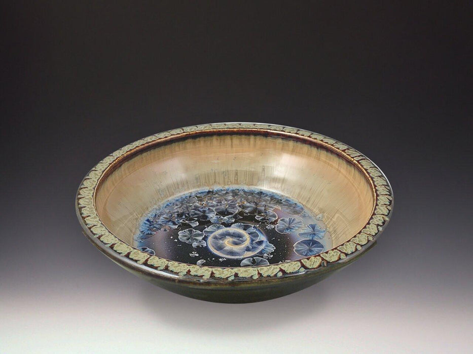 Small Textured Platter in Mocha Crystal Dark Olive by Indikoi