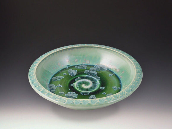 Small Textured Platter in Patina Crystal Green by Indikoi