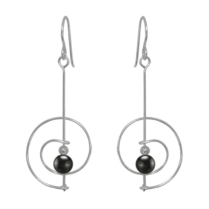 Spiral Drop Sterling Silver Hematite Earrings