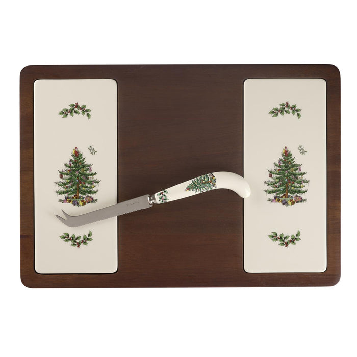 Spode Christmas Tree Cheeseboard and Cheese Knife