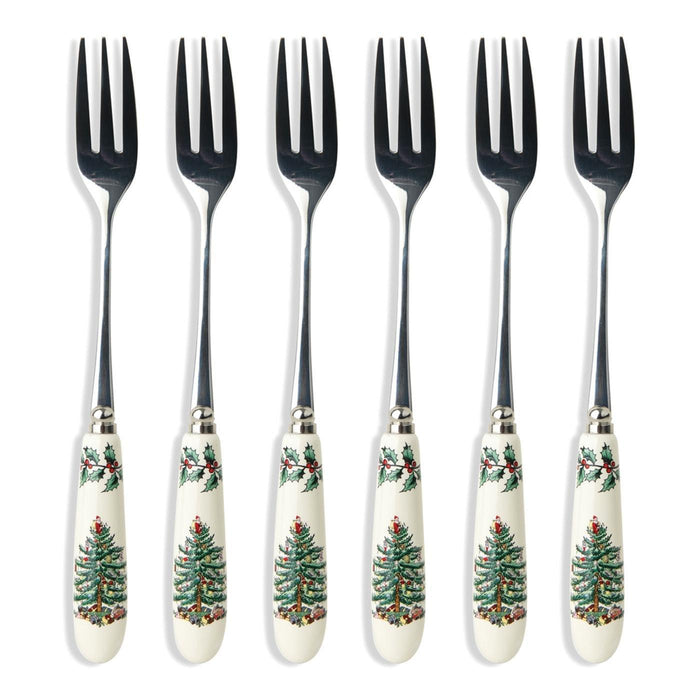Spode Christmas Tree Pastry Forks Set of 6